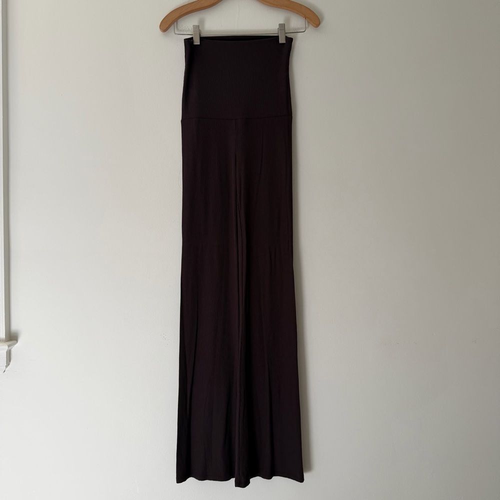 Skims Ribbed Leggings Foldover Flare Chocolate Brown Size XS Tall Girl Friendly